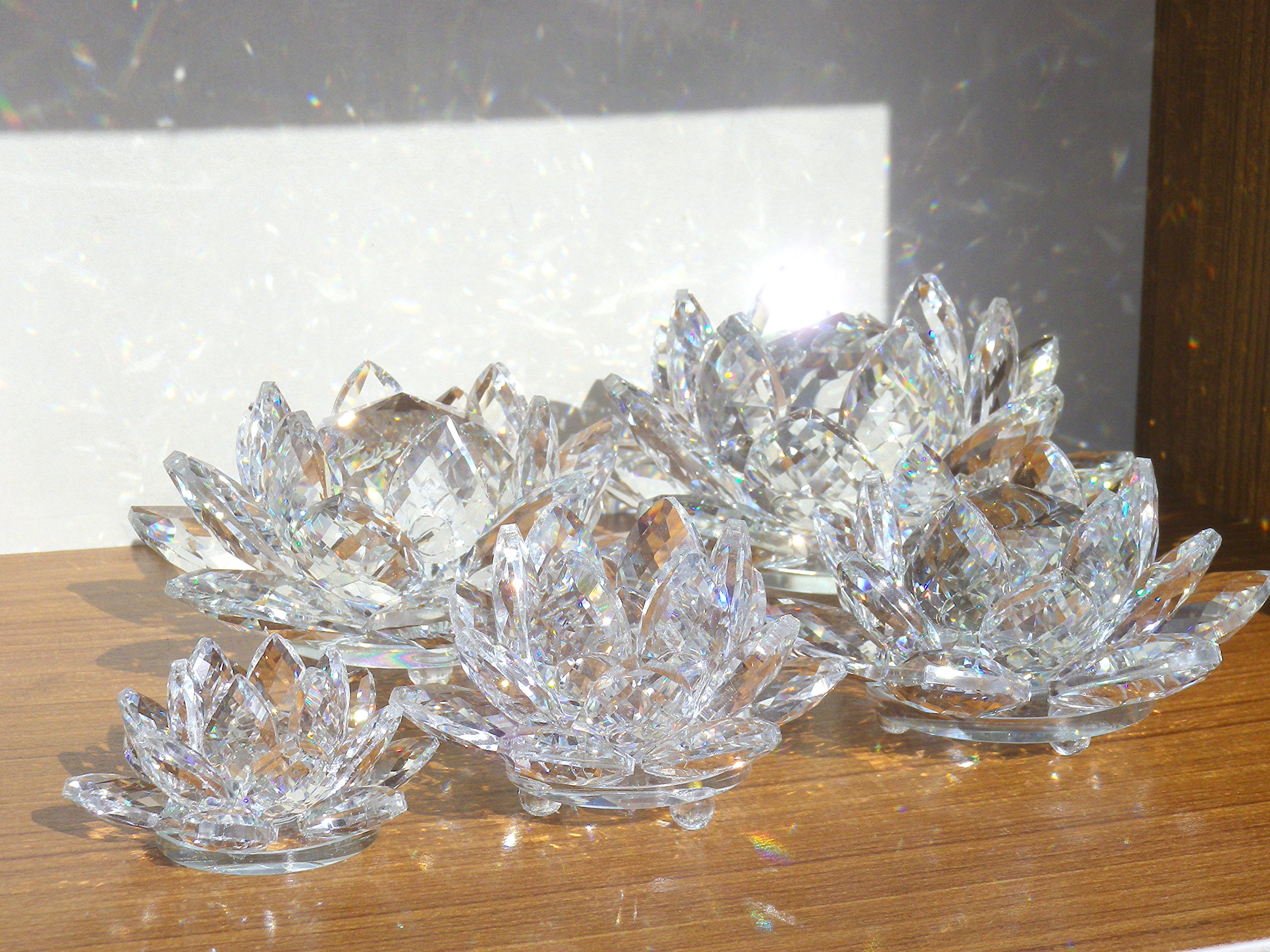 Amazon.co.jp: 蓮の花 クリスタル ガラス 置物 インテリア 花 ハス